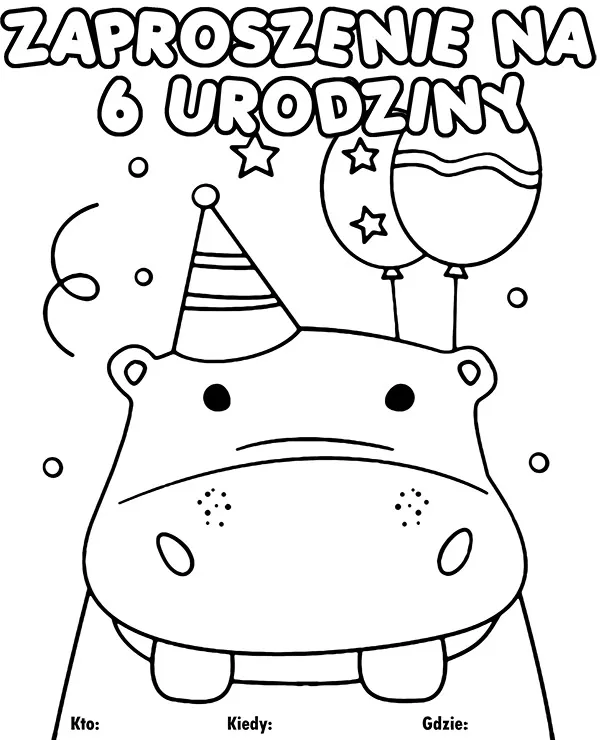 6 urodziny zaproszenie kolorowanka