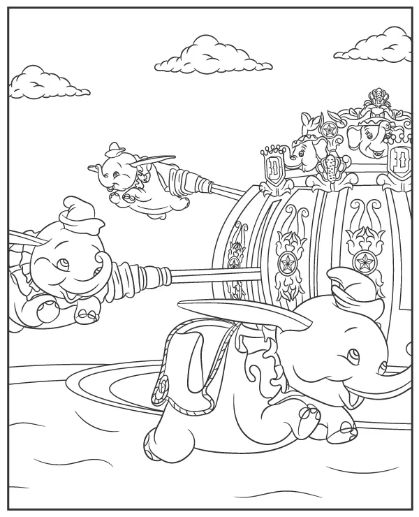 Dumbo The Flying Elephant kolorownka Disneyland
