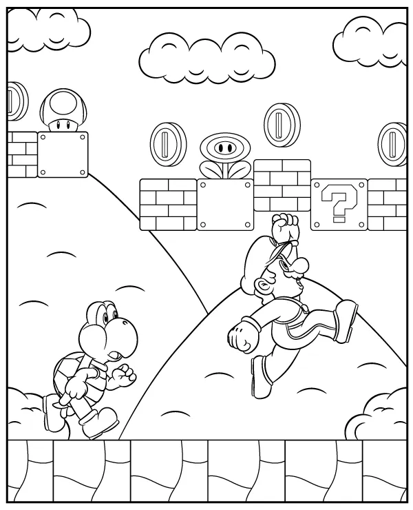 Mario malowanka gra z yoshi