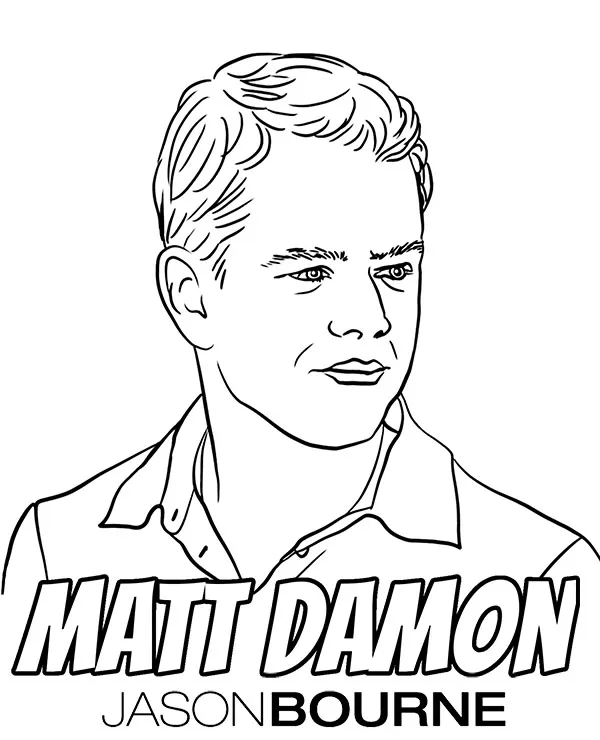 Matt Damon jason bourne aktor kolorowanka