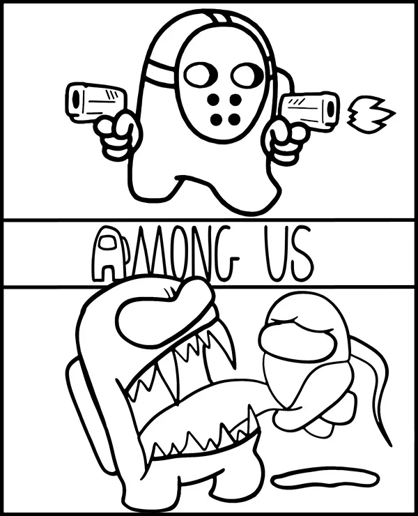 among us kolorowanka podwojna jason zombi