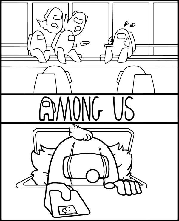 among us kolorowanka podwojna komiksowa