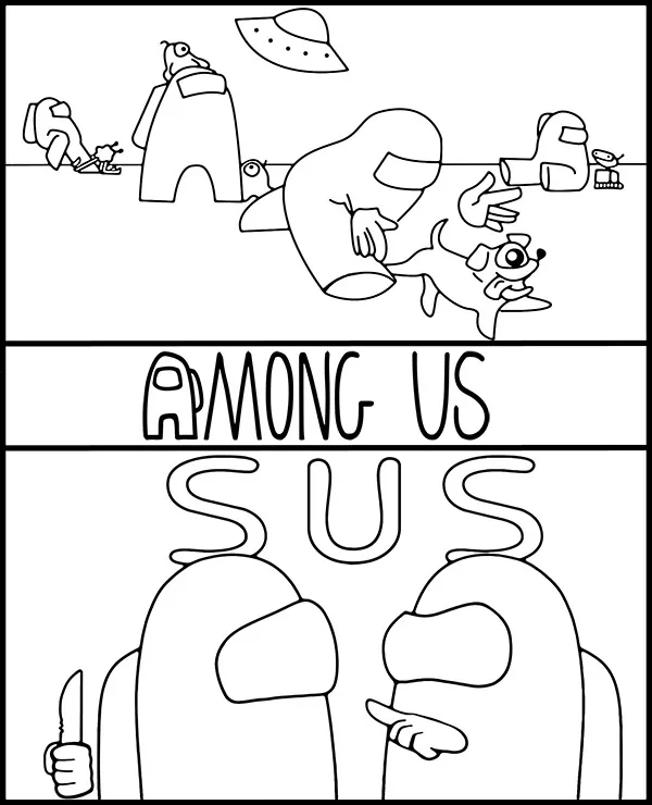 among us kolorowanka podwojna sus