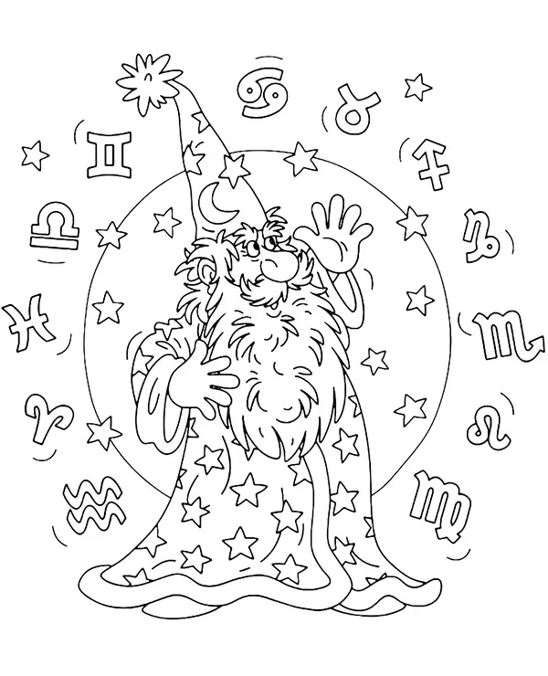 andrzejki kolorowanka magik zodiak
