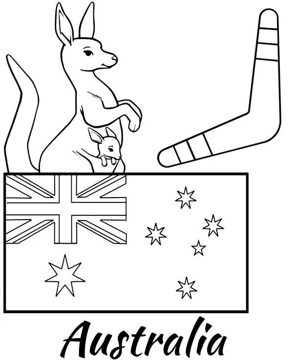 australia flaga bumerang kolorowanka