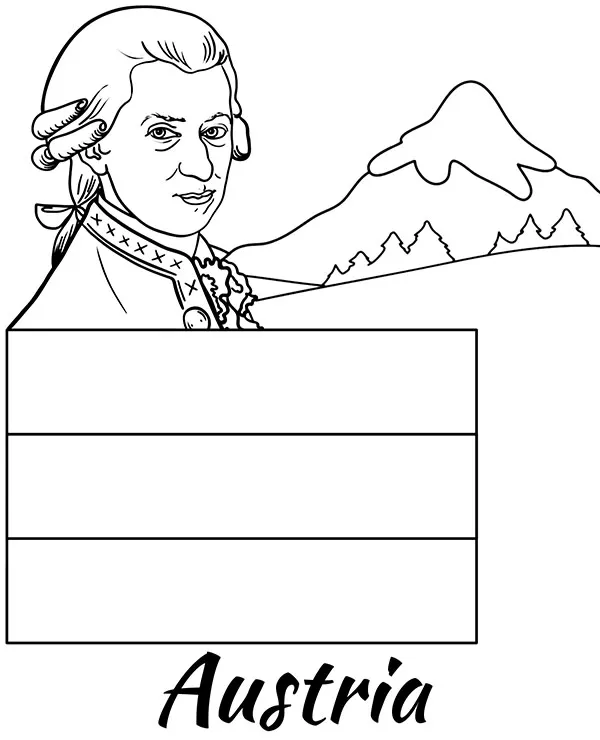 austria flaga mozart kolorowanka