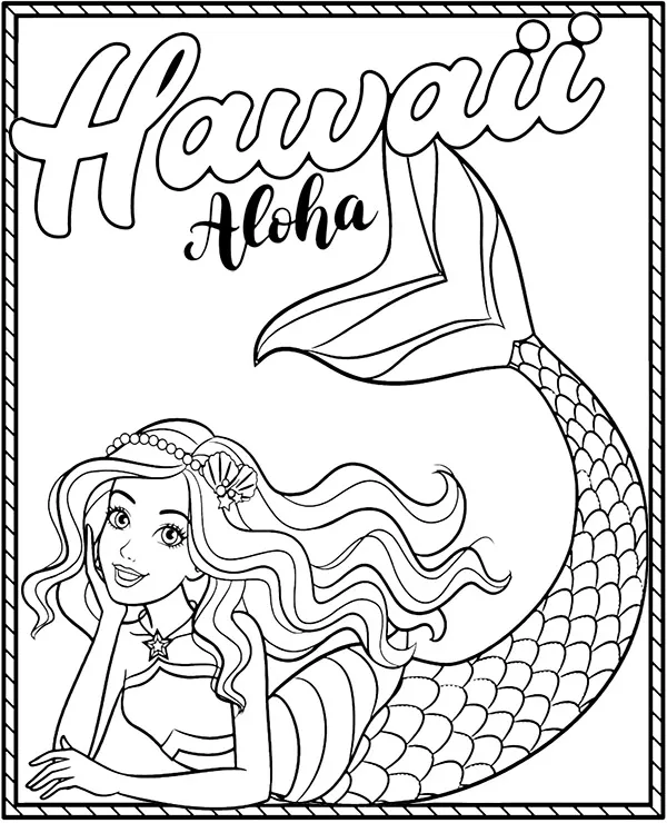 barbie kolorowanka syrenka aloha