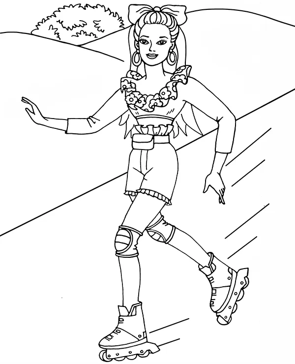 barbie na rolkach kolorowanka