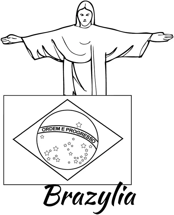 brazylia flaga jezus z rio kolorowanka