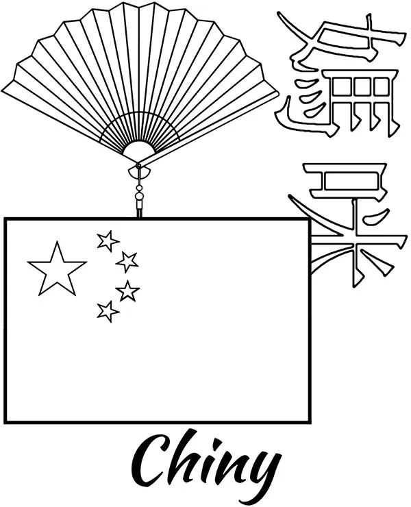 chiny flaga wachlarz kolorowanka