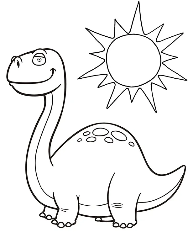 dinozaur i slonce kolorowanka dla dzieci