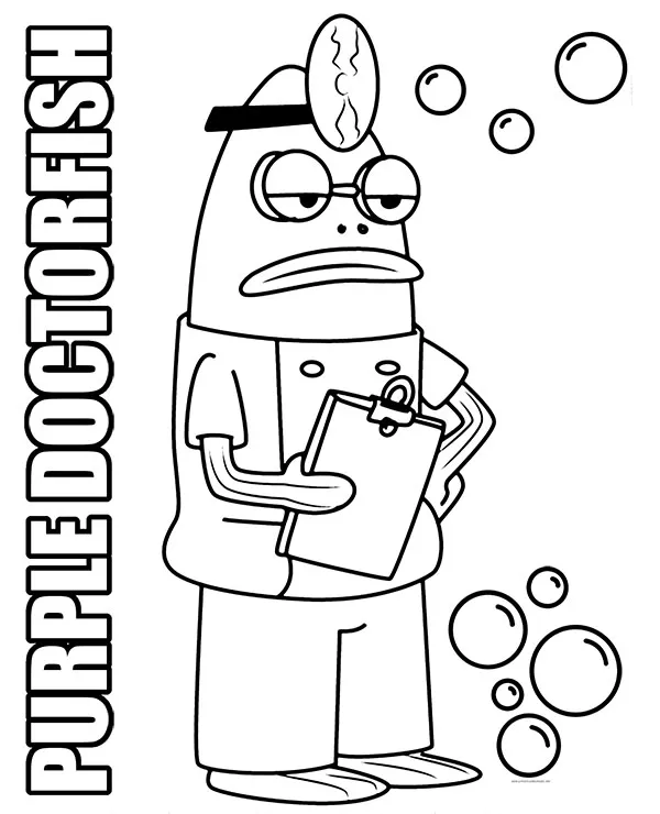 doktor purple doctorfish kolorowanka z bajki spongebob
