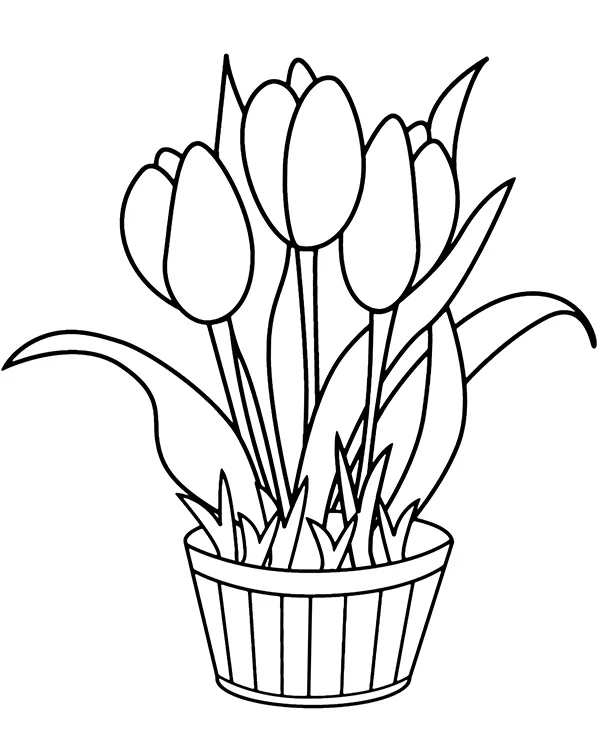 doniczka z tulipanami malowanka