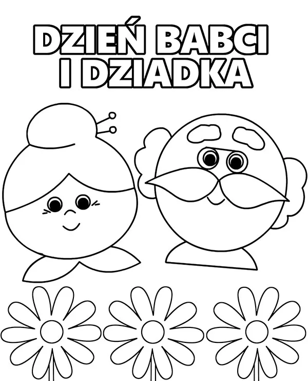dzien dziadkow kartka kolorowanka kwiaty