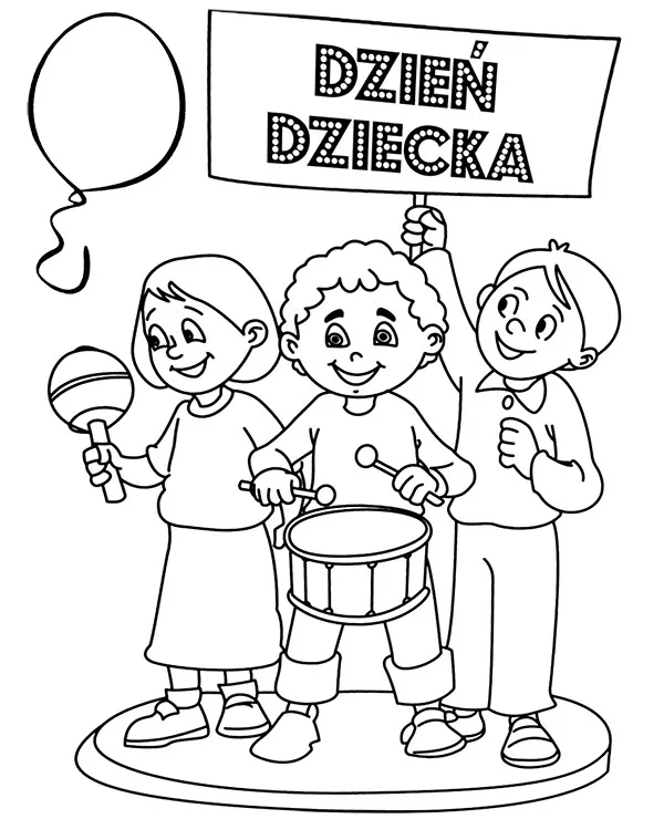 dzien dziecka kartka kolorowanka balon