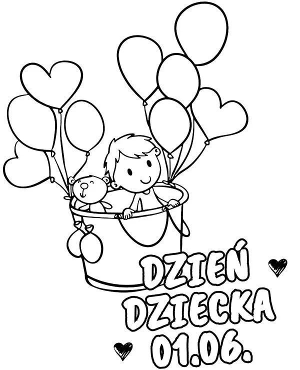 dzien dziecka kolorowanka lot balonem