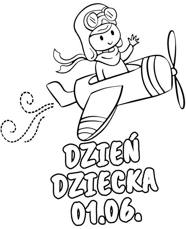 dzien dziecka kolorowanka lot samolotem