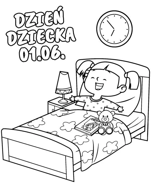 dzien dziecka kolorowanka poranek