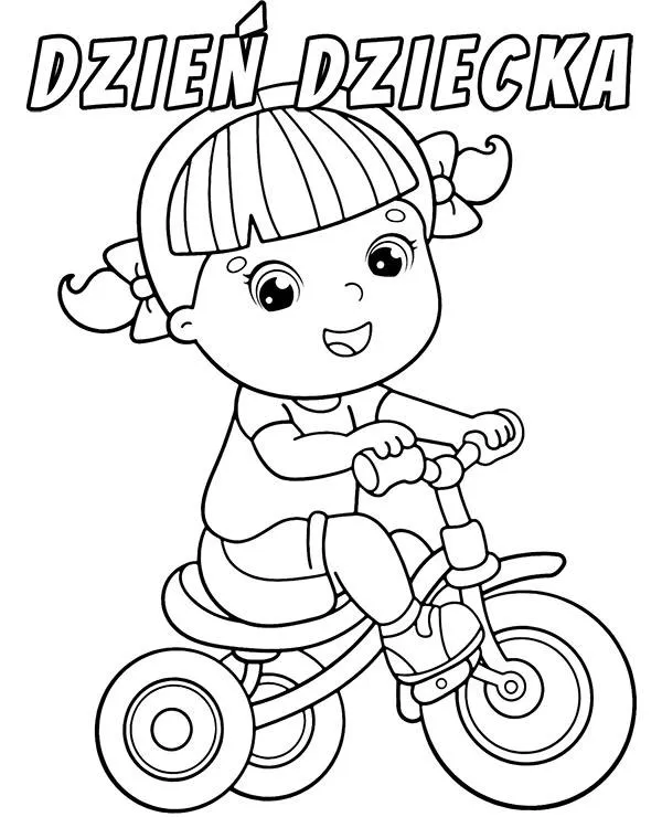 dzien dziecka malowanka dziewczynka na rowerze