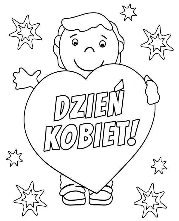 dzien kobiet kolorowanka duze serce