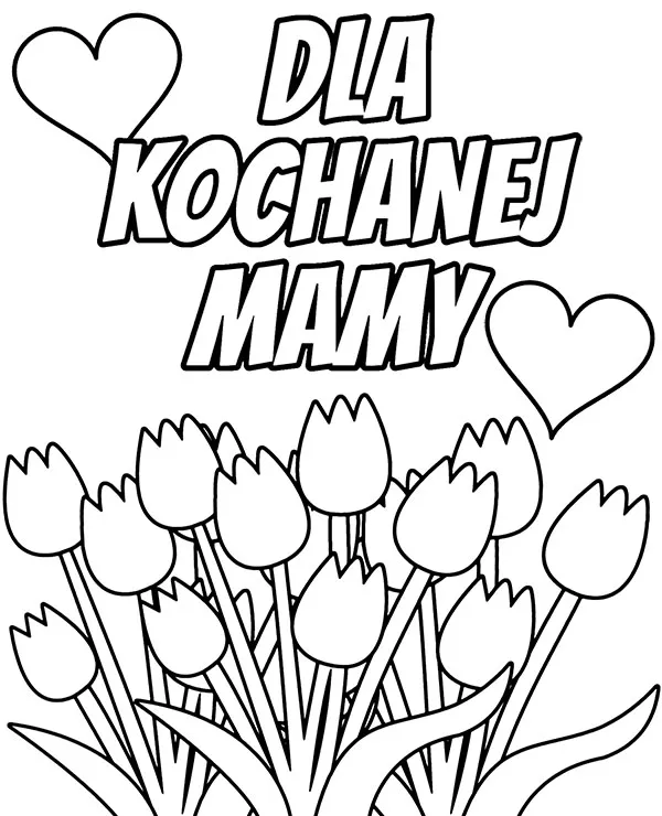 dzien matki kartka kolorowanka tulipany