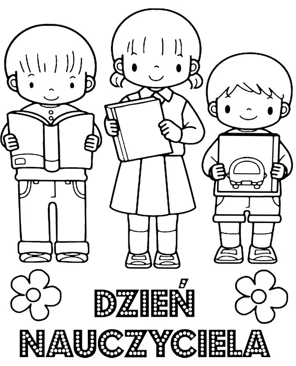 dzien nauczyciela kartka kolorowanka dzieci