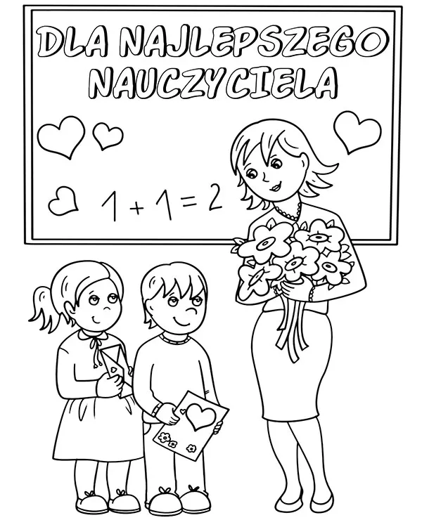dzien nauczyciela kartka kolorowanka kwiaty