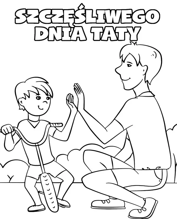 dzien ojca kartka kolorowanka tata syn