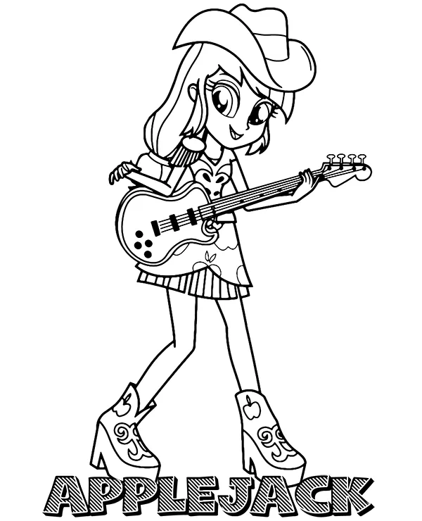 equestria girls applejack kolorowanka