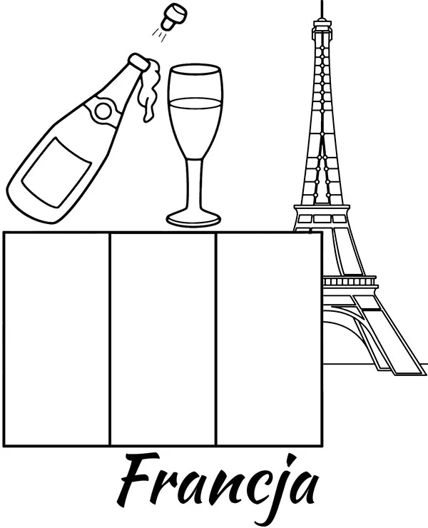 francja flaga wieza eiffla kolorowanka