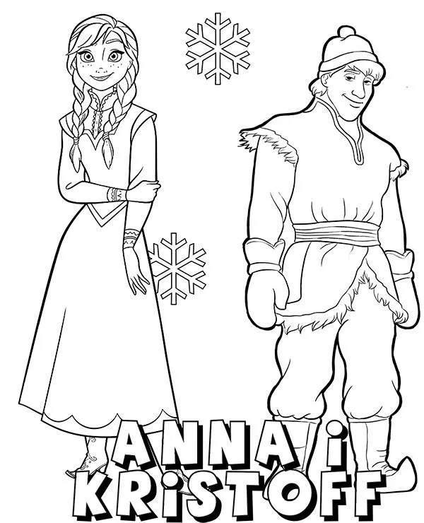 frozen anna i kristoff kolorowanka