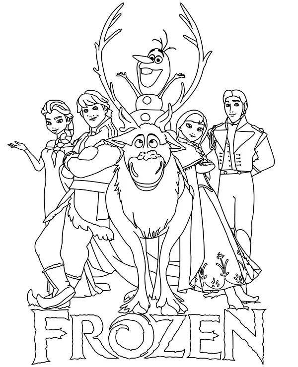 frozen logo wszyscy bohaterowie kolorowanka do druku