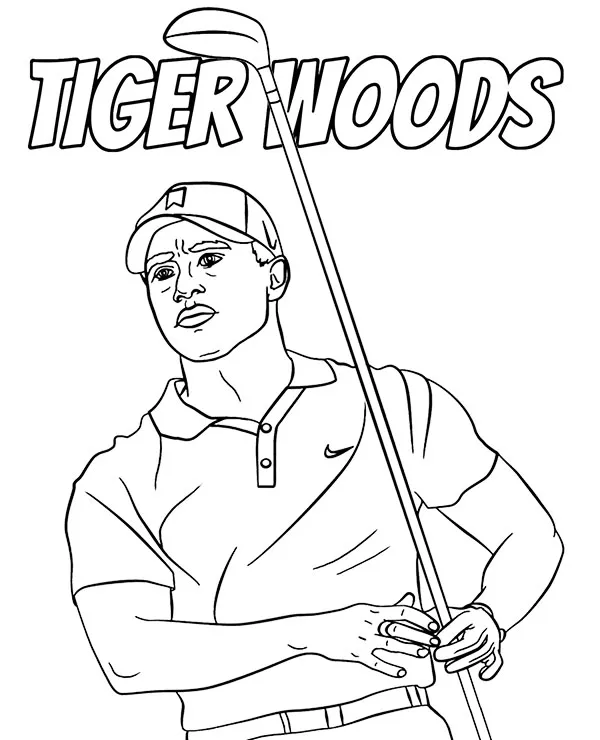 golfista tiger woods kolorowanka