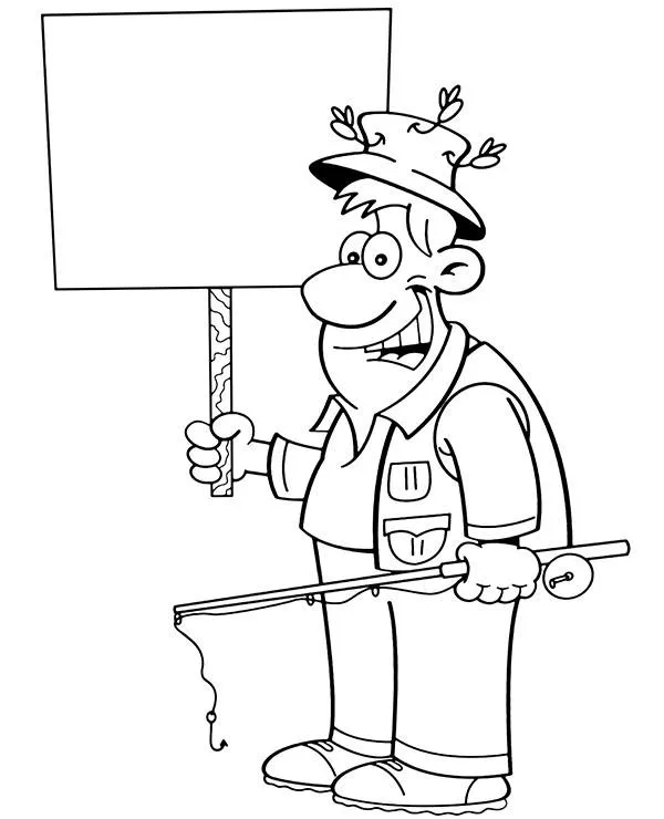 grandpa day funny coloring page fishing rod