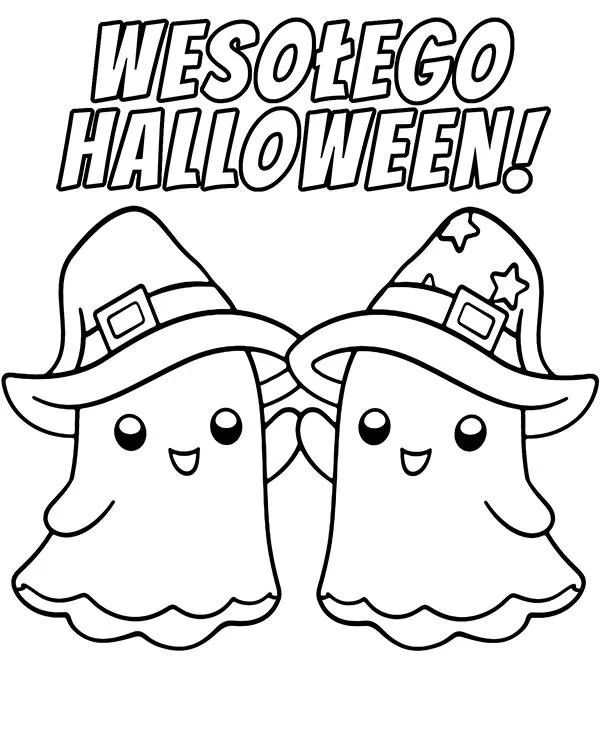 halloween kolorowanka latwa dla dzieci duchy