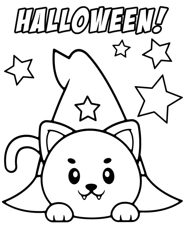 halloween kolorowanka latwa dla dzieci kot