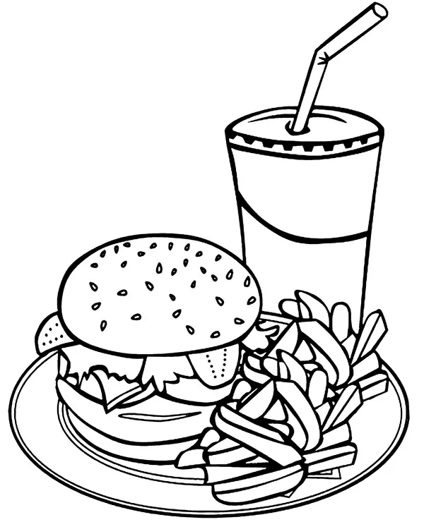 hamburger i frytki kolorowanka