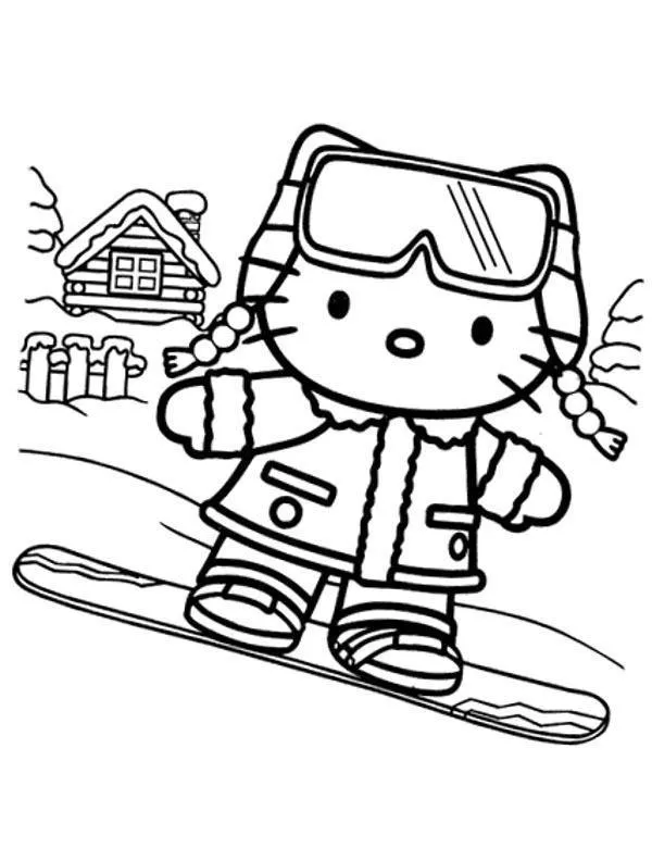 hello kitty kolorowanka zima