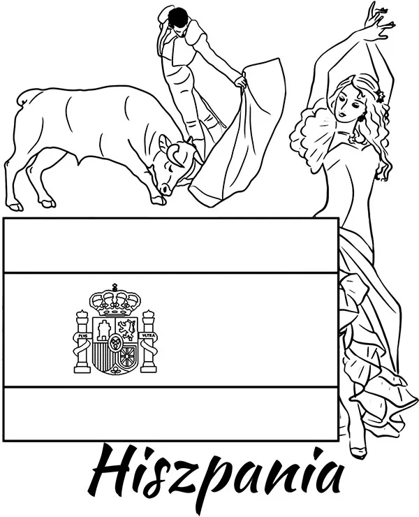 hiszpania flaga malowanka do wydruku