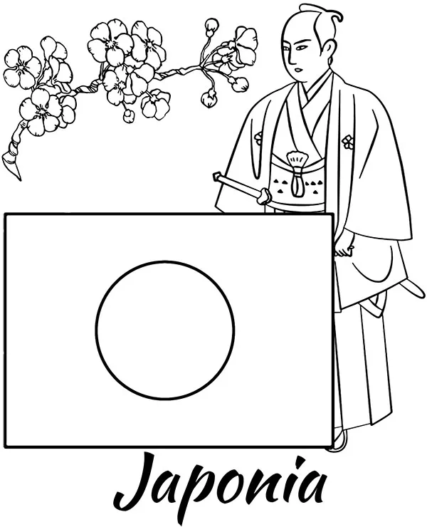 japonia flaga samuraj malowanka