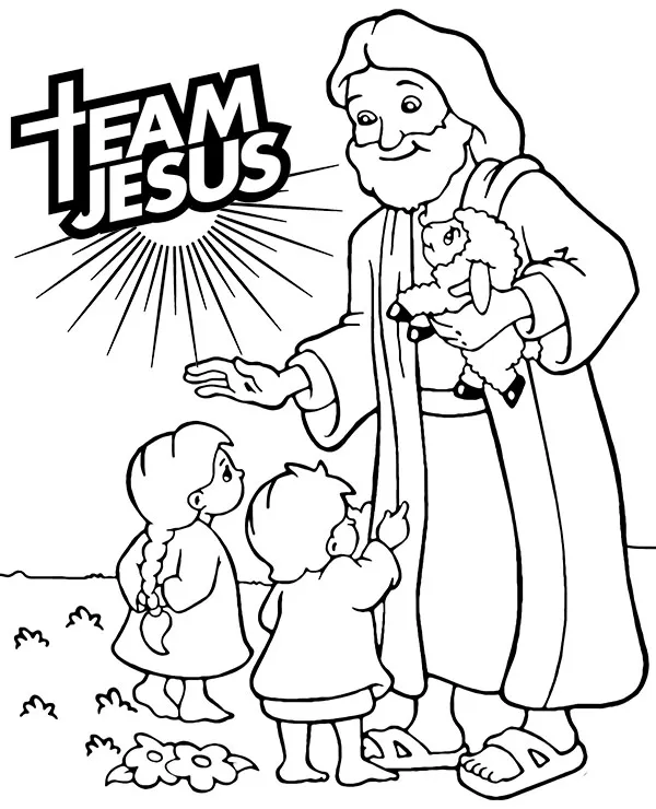 jezus z dziecmi kolorowanka
