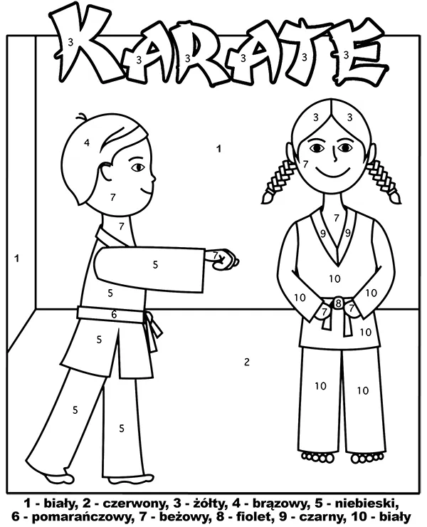 karate pokoloruj wedlug numerow