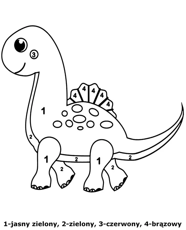 kolorowanie wedlug numerow obrazek do wydruku dinozaur