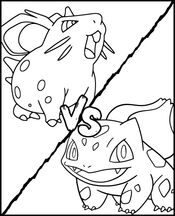 kolorowanka bulbasaur vs nidoran 2