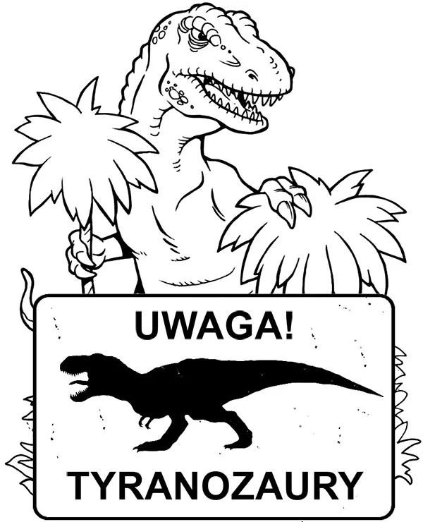 kolorowanka dinozaury uwaga tyranozaur