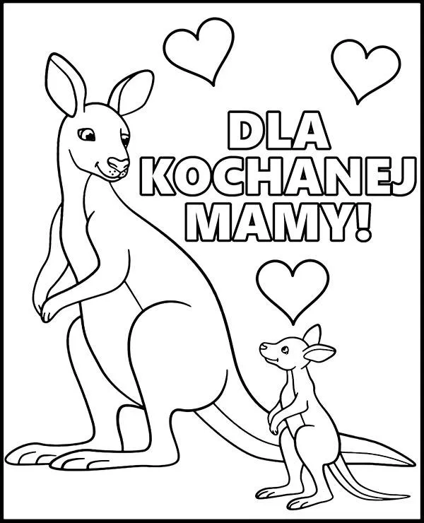 kolorowanka dzien mamy zwierzeta kangury