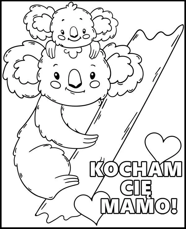 kolorowanka dzien mamy zwierzeta koala
