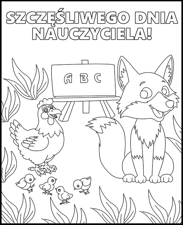 kolorowanka na dzien nauczyciela lisek