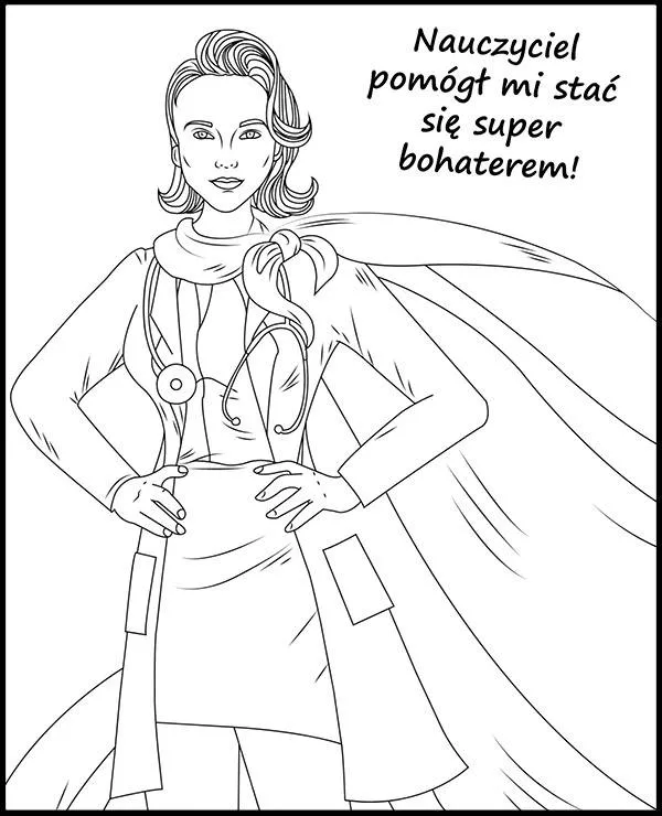kolorowanka na dzien nauczyciela superbohater