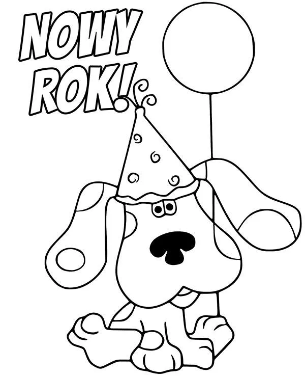 kolorowanka nowy rok pies balon